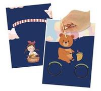 Kit cartes à gratter Petite fille et ours - 2 pièces - 15 x 20 cm G