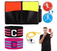 Kit Carton Arbitre de Football,Pvc Carton Rouge et Jaune Foot,Pochette Carnet de Scores,Piece Pile ou Face Arbitre Foot,Métal Sifflet Arbitre,2 Brassards de Capitaine C,pour Football Scolaires Sports