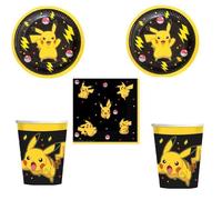 Kit (cde 5 ) Anniversaire - Pokémon - 16 Enfants - 16 Assiettes - 16 Gobelets - 16 serviettes