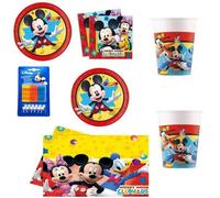 Kit ( cde 7 ) Anniversaire - Mickey Mouse - 16 Enfants - 16 Gobelets - 20 Serviettes - 12 bougies offertes mickey *+ 1 nappe