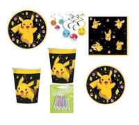 Kit( cde 7)de décoration anniversaire - Amscan - Pokémon - 16 personnes - 20 serviettes - 10 bougies Magic
