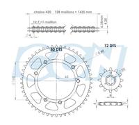 Kit Chaîne Afam Pour Moto Suzuki 50 Rmx 1996 À 2003 15x50 Pas 420 Neuf