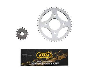 kit chaine compatible avec honda 125 cm c 1983+1999 428 15x43 (diam couronne 58-90-10.5) (demultiplication origine) -afam-