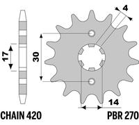 Kit chaine EK CHAIN JT 420SR - 15/34 - 98 Couronne acier standard