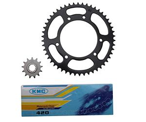 Kit chaîne P2R compatible avec Moto MBK 50 Xlimit Après 2004 13 x 50 Pas 420 alésage 105mm