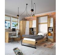 Kit Chambre Jeune 6 Pièces Lit-Armoire Chêne Artisan Blanc-Gris Mat 76485059