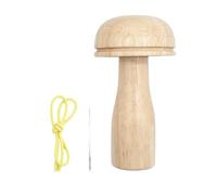 Kit champignon à buses - Champignon de bois - Aiguille à fil pour fils et crochet - Chapeau en bois avec fil et élastique Une solution tendance et fonctionnelle pour la réparation des vêtements