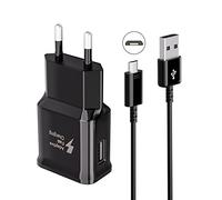 Kit Chargeur Adaptive Charge Rapide Compatible avec Samsung Galaxy S7 Edge S6 Edge S4 S3 A6 J7 J6 J5 J3 Note5/4/2 Tab S Tab S2, Chargeur AFC USB 2.0 Chargeur Rapide Mâle et Câble Micro USB 1.5m