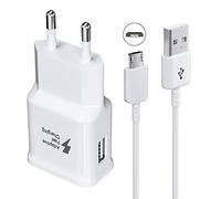 Kit Chargeur Adaptive Charge Rapide Compatible avec Samsung Galaxy S7 Edge S6 Edge S4 S3 A6 J7 J6 J5 J3 Note5/4/2 Tab S Tab S2, Chargeur AFC USB 2.0 Chargeur Rapide Mâle et Câble Micro USB 1.5m