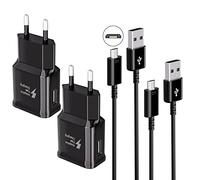 Kit Chargeur Adaptive Charge Rapide Compatible avec Samsung Tablette/Téléphone Galaxy S7/S7 Edge/S6/S6 Plus/A6/J7/J3/Note5 4, USB 2.0 Chargeur Chargeur Rapide Mâle et Câble Micro USB 1.5m (2-Pack)