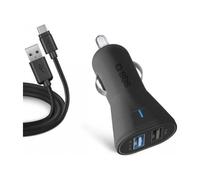 Kit Chargeur Auto 10 W - Charge Rapide Avec Deux Ports USB Et Câble USB