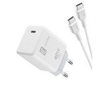 Kit Chargeur Cellularline USB-C 40W PD + câble 100cm - Recharge Rapide pour iPhone Série 17, iPad Pro 2025, MacBook - Blanc