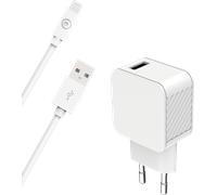 Kit Chargeur USB A 2.4A + Câble USB A / Lightning 1.2m Blanc Bigben