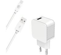 Bigben Connected Adaptateur 2,4A (12W) + câble Lightning 1,2m MFi – 100% plastique recyclé Blanc