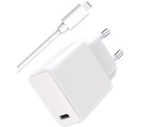 Kit Chargeur USB C 20W + Câble USB C / Lightning 1m Blanc WOW