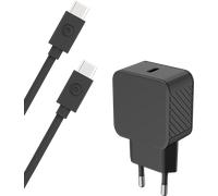 Kit Chargeur USB C 25W + Câble USB C / USB C 1.2m Noir Bigben