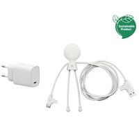 Kit Chargeur USB C Mr biodégradable 20W + Câble USB C / microUSB & USB C & Lightning 1m Blanc - Eco-responsable Xoopar