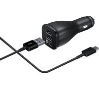 Kit Chargeur Voiture 2 USB A 15W + Câble USB A / USB C 1.5m Noir Samsung