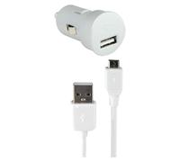 Kit Chargeur Voiture USB A 2A + Câble USB A / microUSB 1m Blanc Bigben