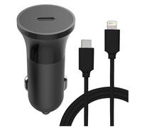 Kit Chargeur Voiture USB C 20W + Câble USB C / Lightning 1.2m Noir Bigben