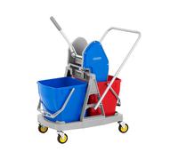 Ulsonix Kit Chariot De Nettoyage avec 2 Seaux Lavage Ménage À roulettes Essoreur UNICLEAN 11 (2 Seaux, 40 l, Plastique, avec Avertissement, roulettes en Caoutchouc (TPR))