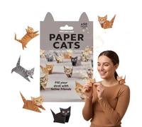 Kit Chats En Papier DIY, Origami Chatons Mignons, Modèles 3D Chat Chien Dinosaure, Sculpture Animal En Papier Pour Ados Et Adultes, Déco Bureau Étagère (Cat)