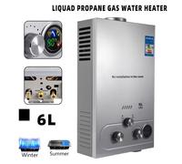 Kit chauffe-eau à gaz GPL 6L, sans réservoir, en acier inoxydable, Chaudière à Propane avec kit de douche Camping domestique