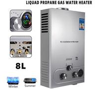 Kit chauffe-eau à gaz GPL 8L, sans réservoir, en acier inoxydable, Chaudière à Propane avec kit de douche Camping domestique