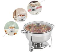 Kit chauffe-plat rond, Set Chafing Dish rond en acier inoxydable, 8,5L Récipient de maintien au chaud Récipient chauffant Set Buffet