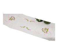Kit chemin de table à broder 40x100cm 100% Coton Romantique fleurs rubans BEIGE