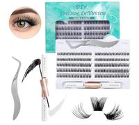 Kit Cils a Cils Extension,Extension Cils Kit,Kit Extension Cils-120 Pièces Cils Individuels Curl Longueur du MéLange 10-16 mm avec Colle et Scellements Applicateur Pince,Convient pour DIY à la Maison