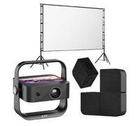 Kit Cinéma Portable KYF - Vidéoprojecteur Tablette Tactile 7’’ 4K + Mur d’Enceintes 20W + Écran 100’’ ALR