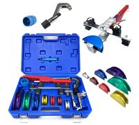 Kit Cintreuse Tubes Manuelle, Ensemble D'outils Cintreuse Tubes À Cliquet avec 7 Matrices, Courbure À 90°, Tuyaux en Cuivre Et en Aluminium 1/4" À 7/8", pour Conditionner la Plomberie Réfrigération