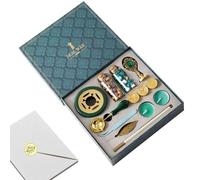 Kit cire à cacheter - Set sceau cire à cacheter | sceau de | Perles Ciře Venvelope | Kit complet pour sceller les lettres | Outil de chauffage Ciře décoration invitation de mariage papeterie cr