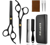 Kit Ciseaux Coiffure Professionnel, 6,5 Pouces Ciseaux Desepaississant, Ciseaux Cheveux ¿ En Acier Inoxydable, Ensemble De 9 Pièces Avec Peigne, Pour Usage Domestique/Salon, Noir