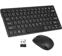 kit clavier et souris sans fil 2,4 GHz pour boîtier TV Android/ordinateur portable/bureau, etc. Noir (livré sans pile)