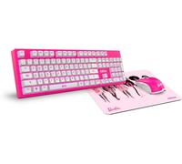 Kit Clavier, Souris Et Tapis De Souris Barbie Kandy - Clavier À Membrane Led Blanche, Souris 6400 Dpi, Tapis De Souris En Caoutchouc Souple Et Résistant, Clavier Us, Rose