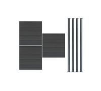 Kit Clôture 3 Panneaux Composite Plastique Gris 4 Poteaux 185cm Lames à Emboîter
