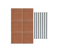 Kit Clï¿½ture 6 Panneaux Composite Plastique Marron 9 Lames ï¿½ Emboï¿½ter 185 cm H x 1045cm L & 7 Poteaux en Aluminium ï¿½ LED Solaires Texture de Bois