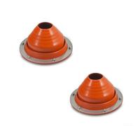 Kit clignotant de toit pour l'installation de conduits de poêle dans les tentes, abris de jardin, bateaux et petites structures - Compatible avec six gammes de diamètre de conduit courantes (lot de 2)