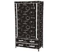 Kit Closet Armoire Tissu 4 CAJ. + Crochet, décoré Noir