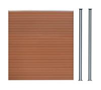 Kit Clôture 1 Panneau Composite Plastique Marron 2 Poteaux 185cm Lames Emboîter