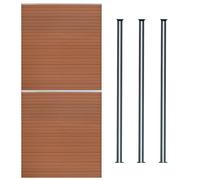 Kit Clôture 2 Panneaux Composite Plastique Marron 3 Poteaux 185cm Lames Emboîter