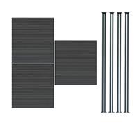 Kit Clôture 3 Panneaux Composite Plastique Gris 4 Poteaux 185cm Lames à Emboîter