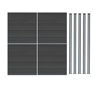 Kit Clôture 4 Panneaux Composite Plastique Gris 5 Poteaux 185cm Lames à Emboîter