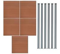Kit Clôture 5 Panneaux Composite Plastique Marron 6 Poteaux 185cm Lames Emboîter