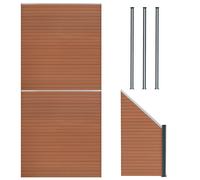 Kit Clôture Panneaux Composite Brun 2 Droit 1 Incliné 446 cm L 3 Poteaux à LED