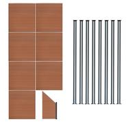 Kit Clôture Panneaux Composite Brun 7 Droit 1 Incliné 13,1 m L 8 Poteaux à LED