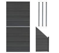 Kit Clôture Panneaux Composite Gris 2 Droit 1 Incliné 446 cm L 3 Poteaux à LED