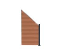 Kit Clôture Panneaux d'Extrémité Incliné en Bois Composite Brun 105 H x 95 cm L, Poteaux en Aluminium Lames à Emboîter Texture Bois Reversible PVC